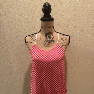 No Boundaries,  Red and White Gingham Print Tank Top Size Medium